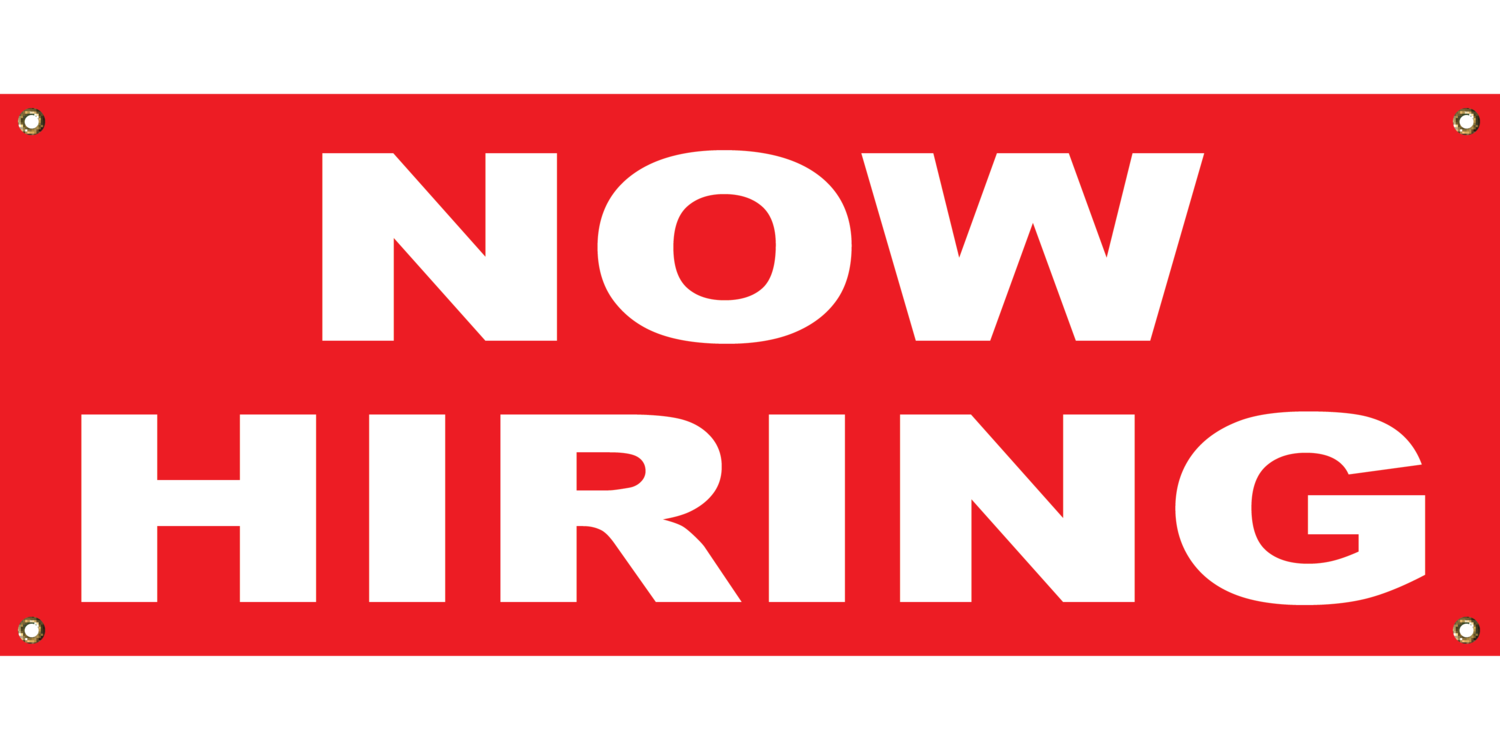 RED NOW HIRING 2&#39; X 4&#39;