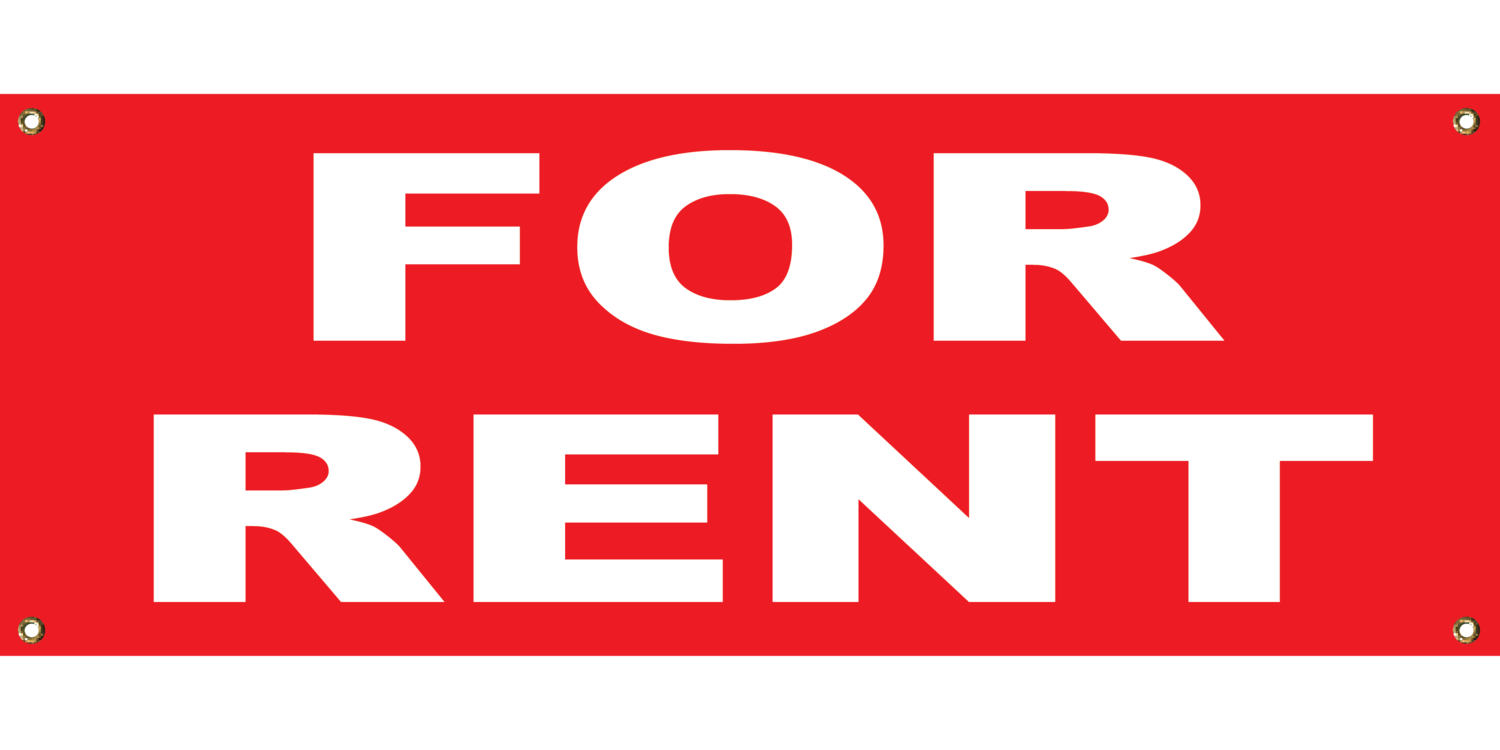 RED FOR RENT BANNER 2' X 4'