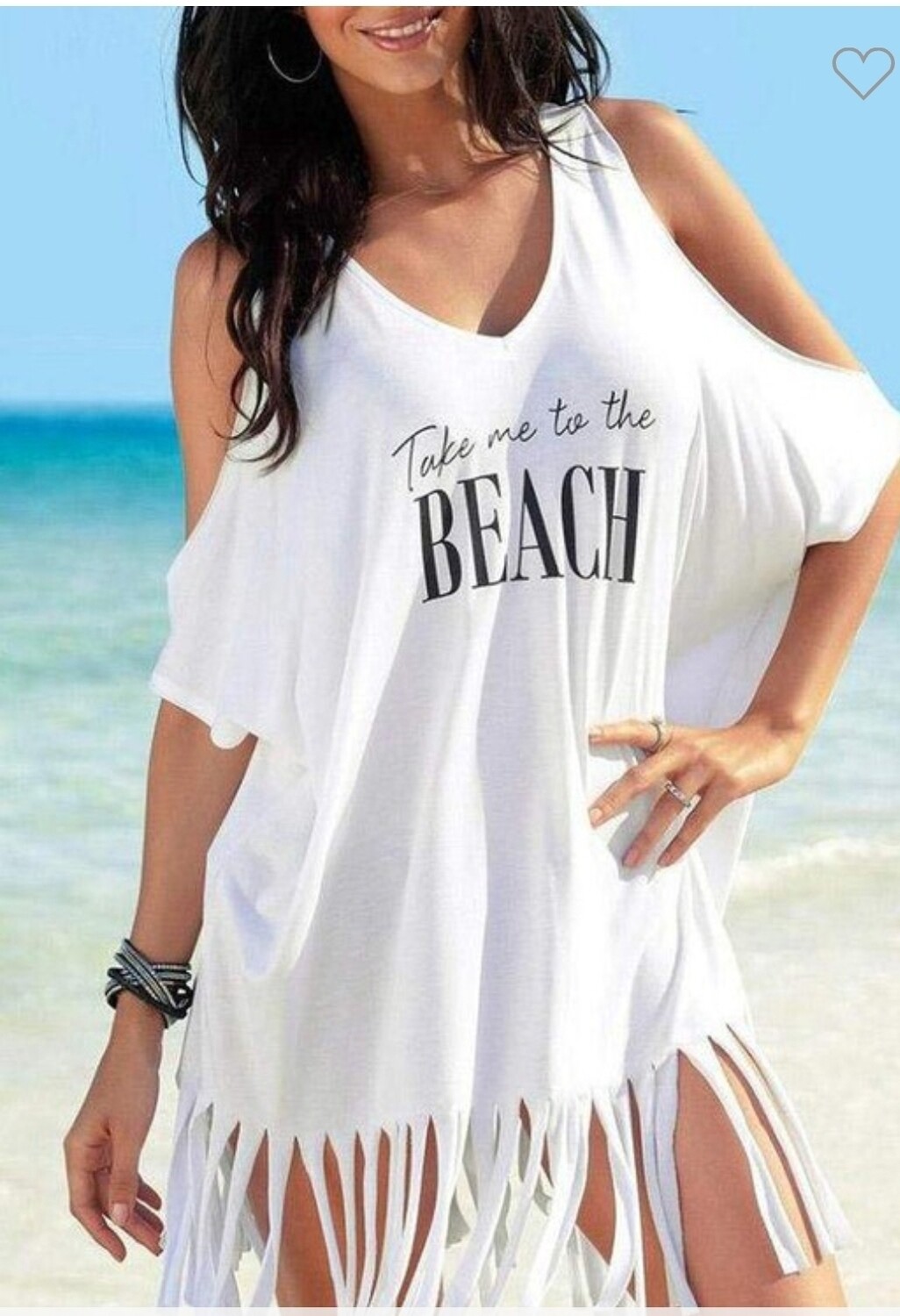 Take me to the Beach Tassel cold Shoulder cover up
