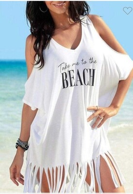 Take me to the Beach Tassel cold Shoulder cover up