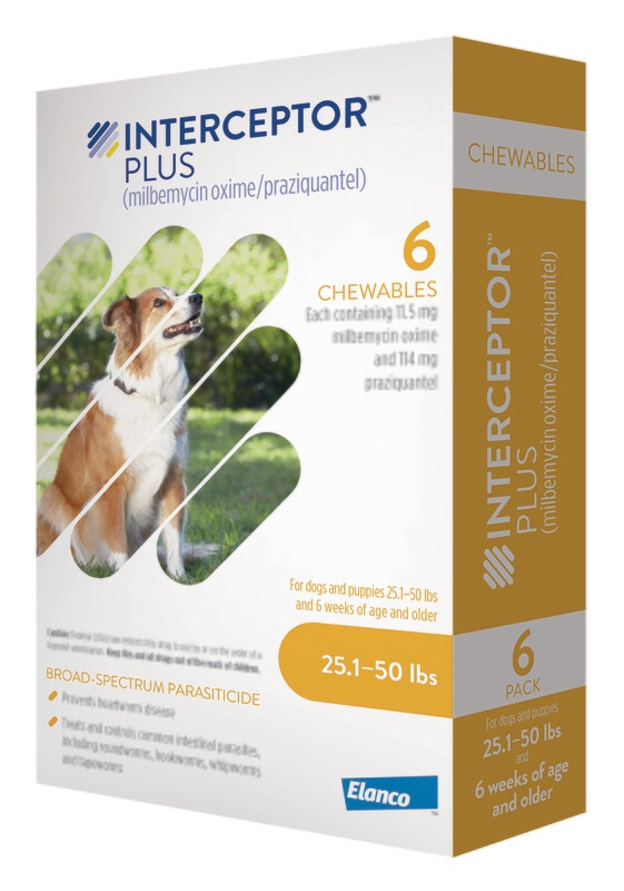 Interceptor Plus  25.1-50lbs, 6 pack ($6 instant rebate for 6) FREE SHIPPING