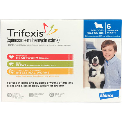 Trifexis 40.1-60lbs, 6 pack ( $10 online Rebate) FREE SHIPPING