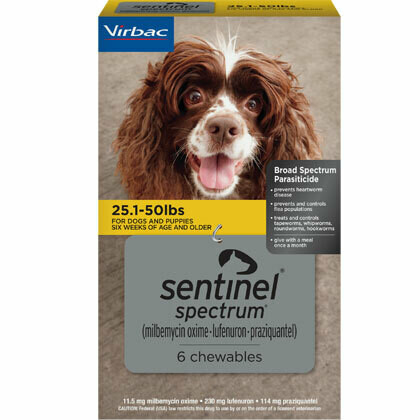 Sentinel Spectrum 25.1-50 lbs, 6 pack ($7 instant Rebate) FREE SHIPPING