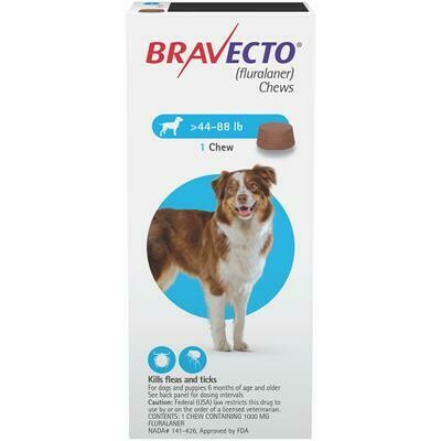 Bravecto 44-88lbs ($10 online rebate for 2) FREE SHIPPING