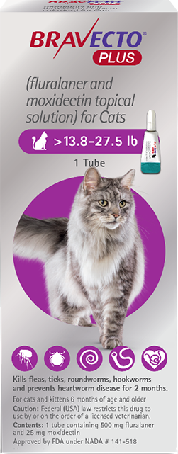 Bravecto plus 13.8-27.5lb Cat (15 online rebate for 2) FREE SHIPPING