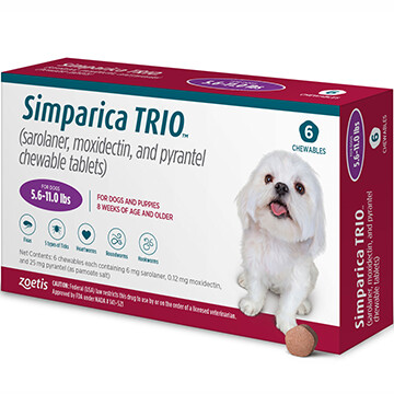 SIMPARICA TRIO™  5.6-11lb 6 pack- FREE SHIPPING