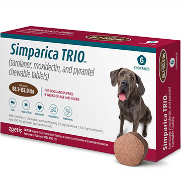 SIMPARICA TRIO™ 88.1-132lb 6 pack- $15 rewards FREE SHIPPING