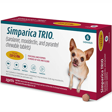 SIMPARICA TRIO™  2.8-5.5lb 6 pack- $40 in rewards FREE SHIPPING