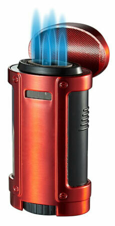 Visol Rhino Quad Flame Lighter With Cigar Rest Red