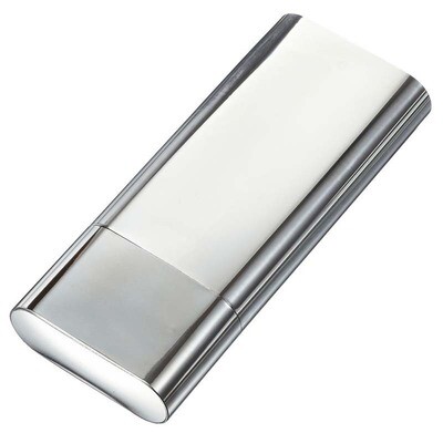 Visol Palencia Polished Stainless Steel 2 Finger Cigar Case with Flask