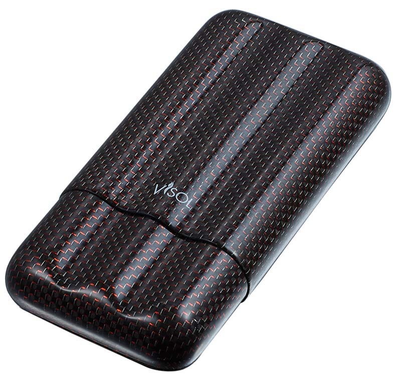 Visol Red Kevlar &amp; Carbon Fiber Cigar Case - 3 Fingers