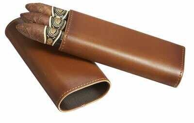 Visol Naturale Brown Leather Cigar Case with Interior Cedar Lining
