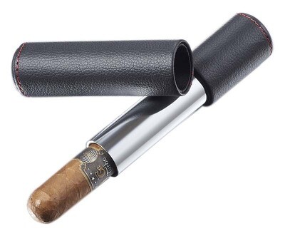 Visol Tristan Black Leather &amp; Stainless Steel Cigar Case