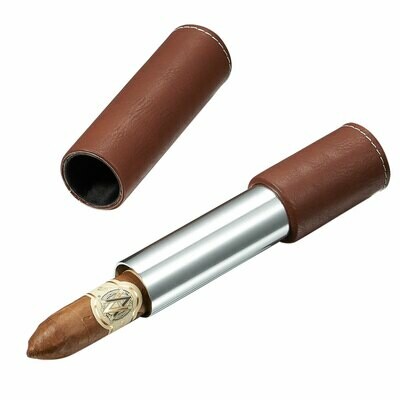 Visol Tristan Brown Leather and Stainless Steel Cigar Case