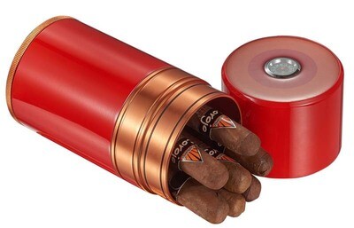 Visol Big Joe Red Lacquer & Copper Cigar Travel Humidor