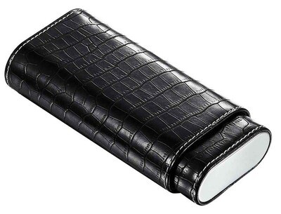 Visol Draco II Black Leather Crocodile Pattern Cigar Case