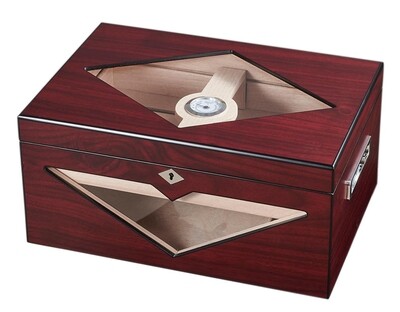 Visol Hudson Red Antique Wood Stain Humidor - Holds 100 Cigars
