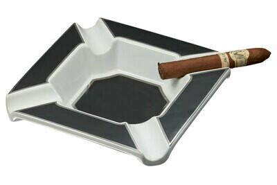 Visol Festus Large Cigar Ashtray - Matte Black and Silver