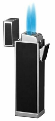 Visol Timeless Black and Silver Double Torch Cigar Lighter