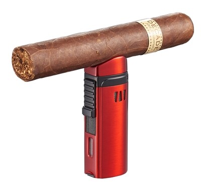 Visol Denali Red Triple Torch Lighter with Cigar Rest
