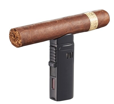 Visol Denali Black Triple Torch Lighter with Cigar Rest