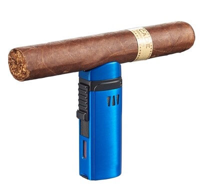 Visol Denali Blue Triple Torch Lighter with Cigar Rest