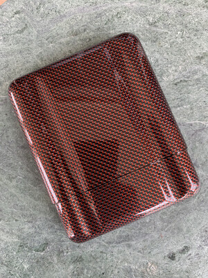 Red And Silver Carbon Fiber 5 Cigars Case