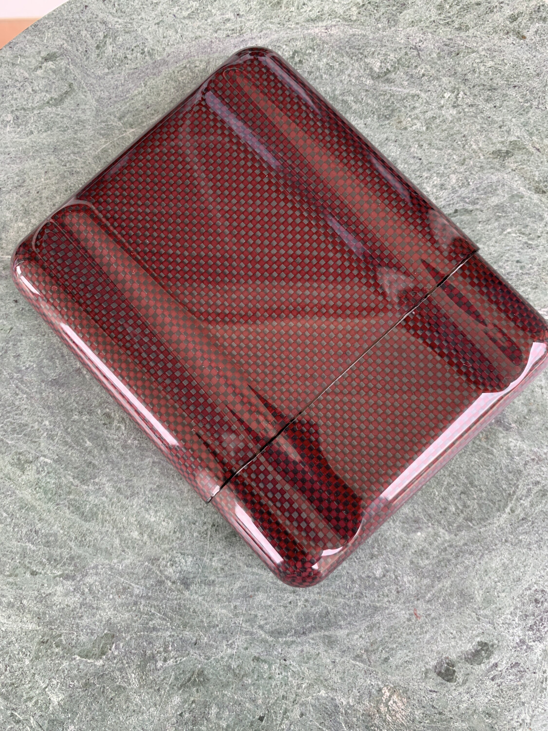 Red Carbon Fiber Kevlar 5 Cigars Case