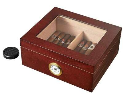 Visol Santa Clara Glass Top with Rosewood Finish Cigar Humidor - Holds 50 Cigars