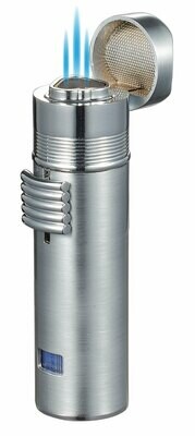 Visol Saddle Triple Torch Cigar Lighter - Silver