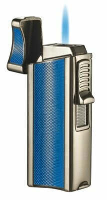 Visol Ridge Blue Single Flame Torch Lighter with Cigar Rest