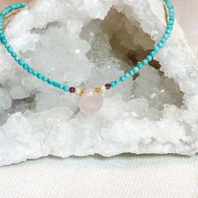 Turquoise & Rose Quartz Necklace