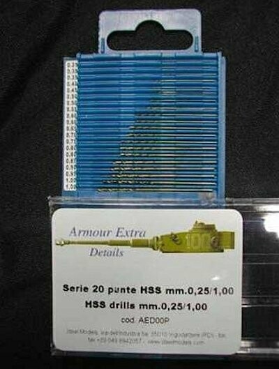 Set of 20 HSS drills from 0.25-1.00mm