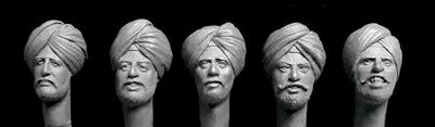 HORHAH03 5 heads with Sikh turbans