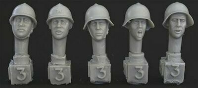 HORHRH03 5 heads, Soviet early WW2 helmets