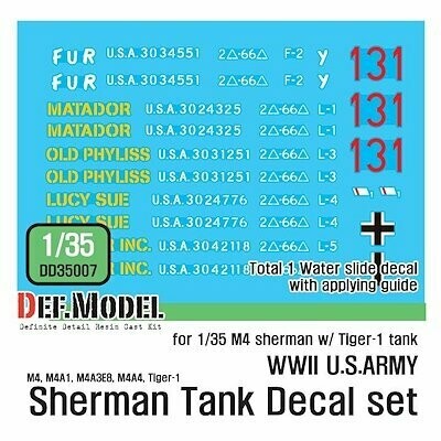 DEFDD35007 US M4 WW II Tank decal set  1/35