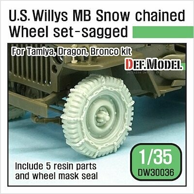 DEFDW30036 US Willys MB wheel /w Snow chain set ( for Tamiya/Dragon/Bronco)1/35