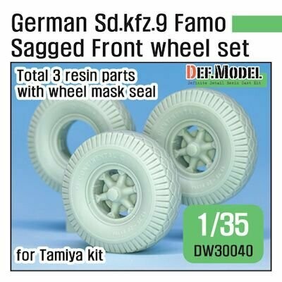 DEFDW30040 German Sd.Kfz.9 Famo Sagged front Wheel set ( for Tamiya 1/35)