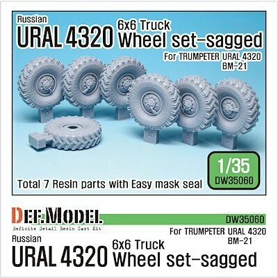 DEFDW35060 URAL-4320 Truck/BM21 sagged wheel for Trumpeter  1/35