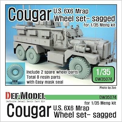DEFDW35074 U.S. Cougar 6X6 Mrap Sagged Wheel set - 2 Spare wheel( for Meng 1/35)