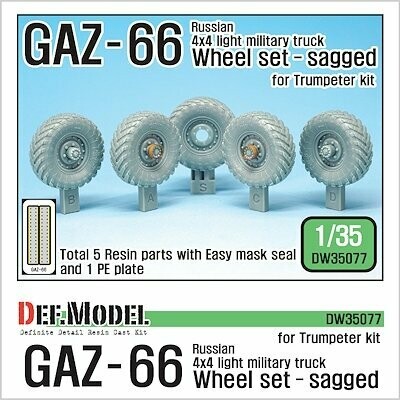 DEFDW35077  Russian Gaz-66 Sagged Wheel set ( for Trumpeter 1/35)