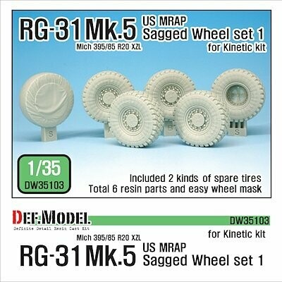 DEFDW35103 US RG-31 Mk.5 Sagged wheel set ( for Kinetic 1/35)