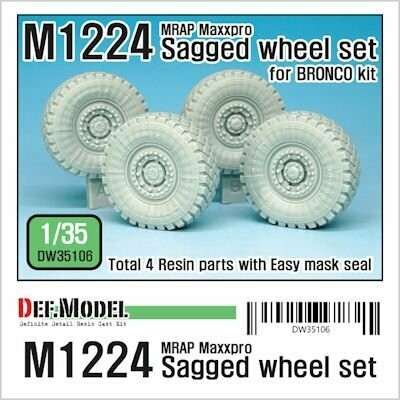 DEFDW35106 U.S M1224 MRAP M-pro Sagged wheel set (for Bronco 1/35)
