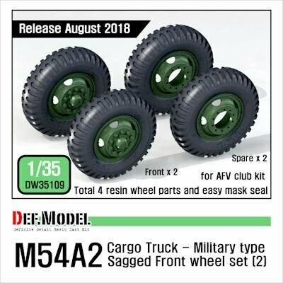 DEFDW35109 US M54A2 Cargo Truck Sagged Front wheel set)2)- Military type( for AFV club 1/35)