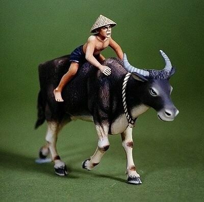 DO35A09 Water buffalo & boy 1/35