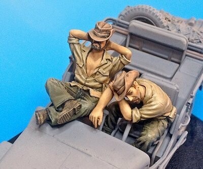 UM377 French Indochina jeep crew napping