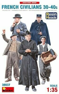 MINI38037 French civilians 30-40 RESIN HEADS  1/35