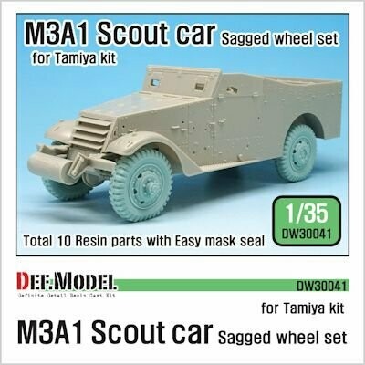 DEFDW30041 WW2 US M3A1 Scout car Sagged Wheel set ( for Tamiya 1/35)