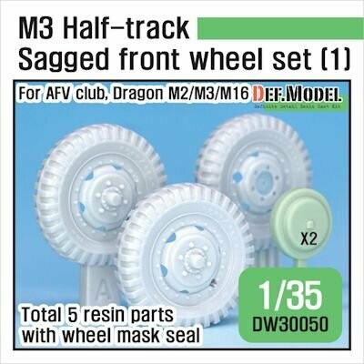 DEFDW30050 U.S M2/M3/M16 Halftrack Front Sagged Wheel set (1)( for AFV club, Dragon 1/35)