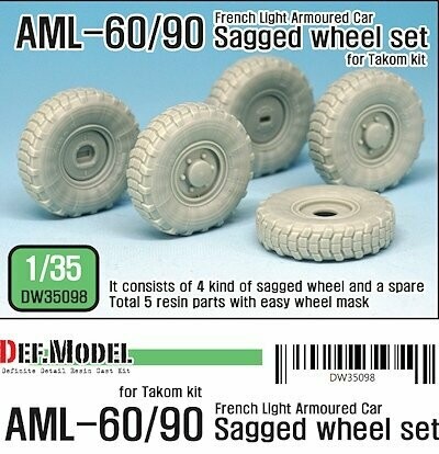 DEFDW35098 FRENCH AML 60/90 SAGGED WHEEL SET TAKOM KIT 1/35